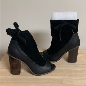 Black open toe booties